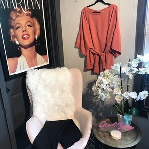 Apricot tie front tunic blouse